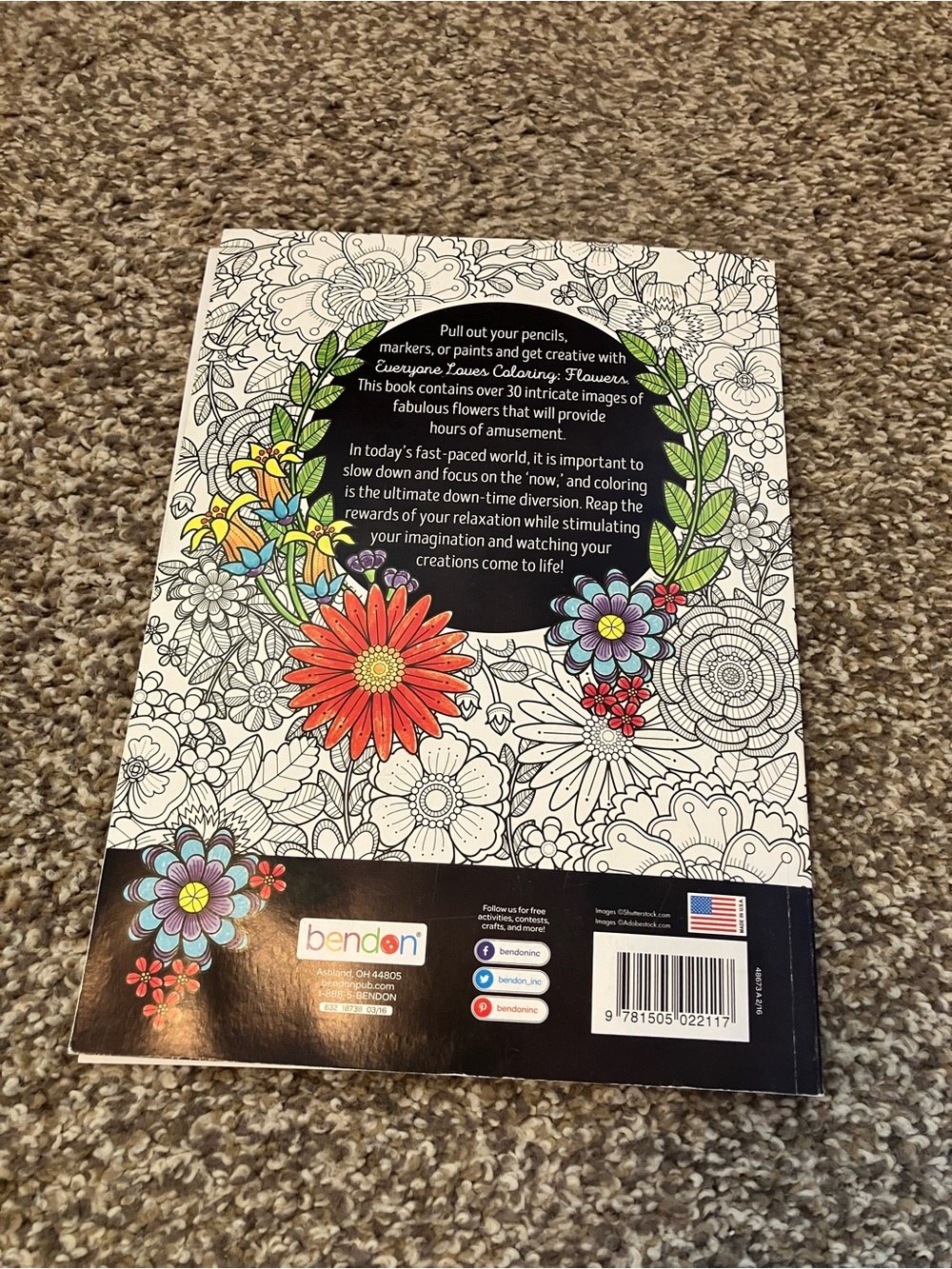 Everyone Loves Coloring Flowers - Multicolor Adult Coloring Book - Picture 2 of 2